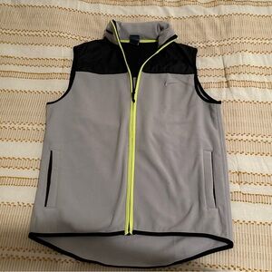 Gray and Black Fleece Vest with Neon Accents